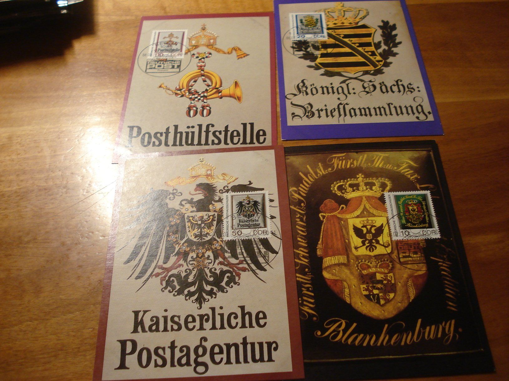 Tous les timbres: DDR, Satz Maximumkarten 1990, Posthausschilder – D'occasion à Niederwil AG par morostahu 1