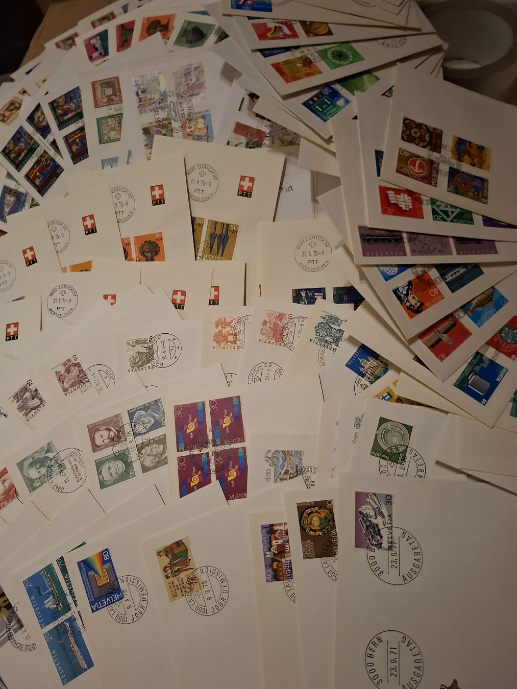 Alle Briefmarken: Schachtel FDC / PTT / 4er Blocks Briefe div – Gebraucht aus Balgach von SIMEON27 5