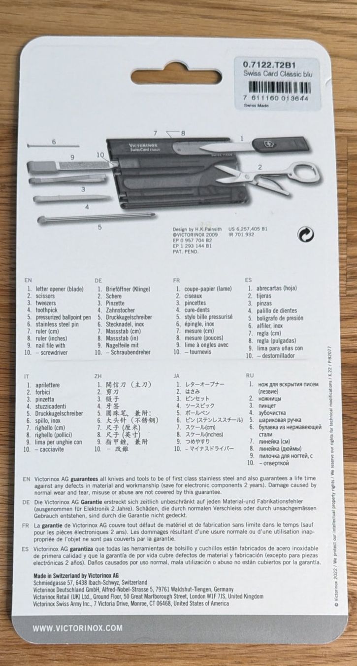 Victorinox Coltelli tascabile: VICTORINOX SWISSCARD CLASSIC 10 FUNCTIONS – Nuovo e nell'imballaggio originale da Zürich venduto da Frei-Occasionen 1