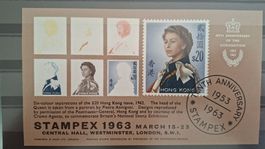 Feuillet philatélique Hong Kong Stampex 1963 20 dollars