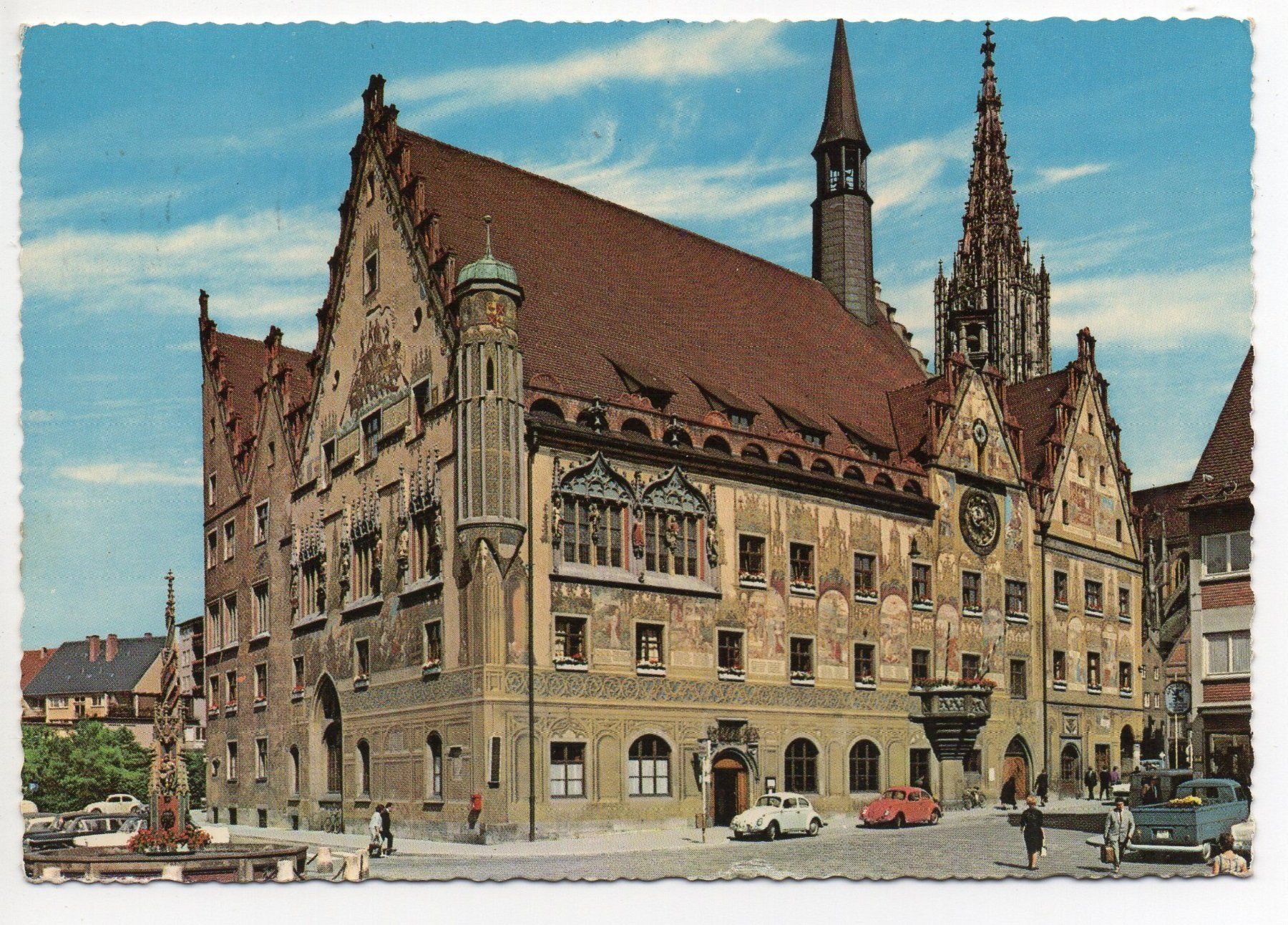 Ansichtskarten: ULM Rathaus - Auto, VW-Käfer, VW-Bus – Gebraucht aus Jona von philajona