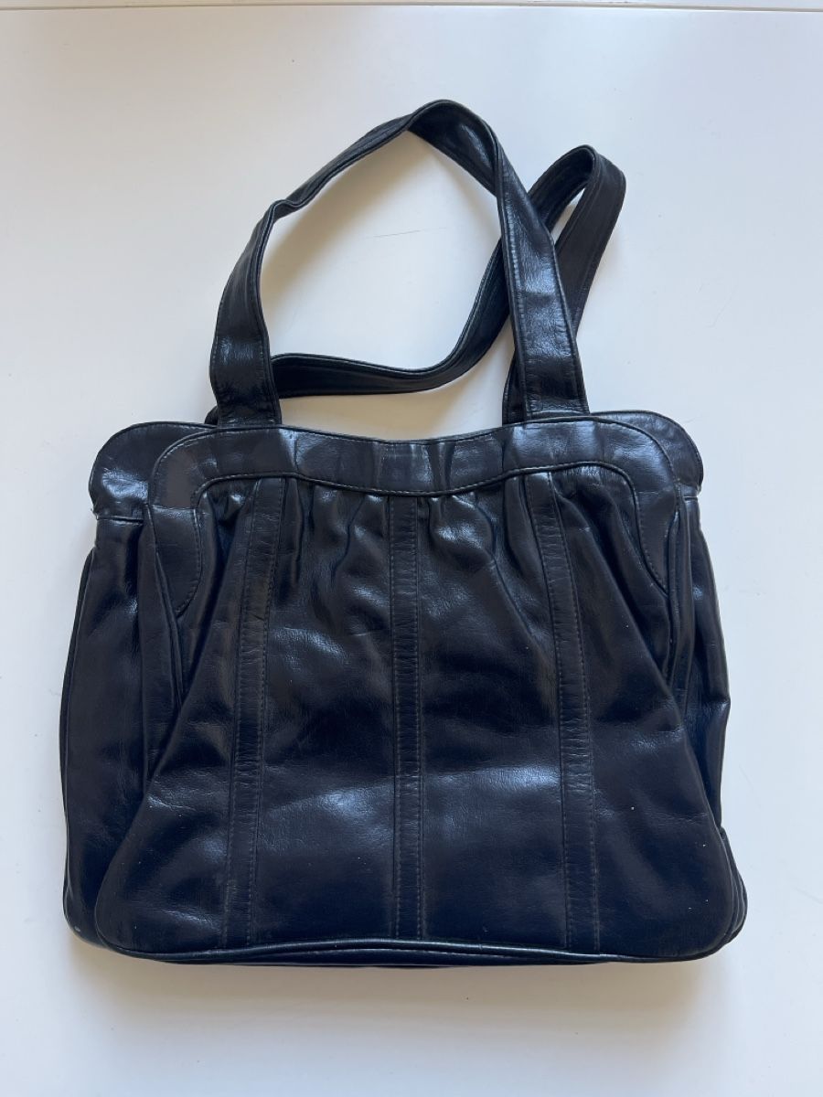 Taschen für Damen: Dunkelblaue Lederhandtasche – Gebraucht aus Riva San Vitale von V.IP 1