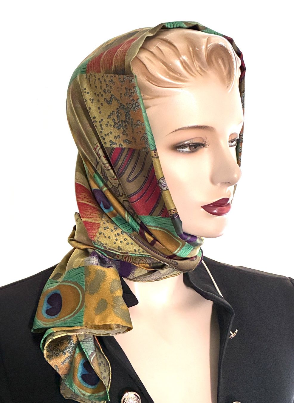 Foulard & Sciarpe: Seidenfoulard mit buntem Patchworkmuster Pfauenauge – Usato da Kloten venduto da Nephty 7