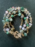 Armband mit Halbedelsteinen, vier Reihe, Handarbeit 