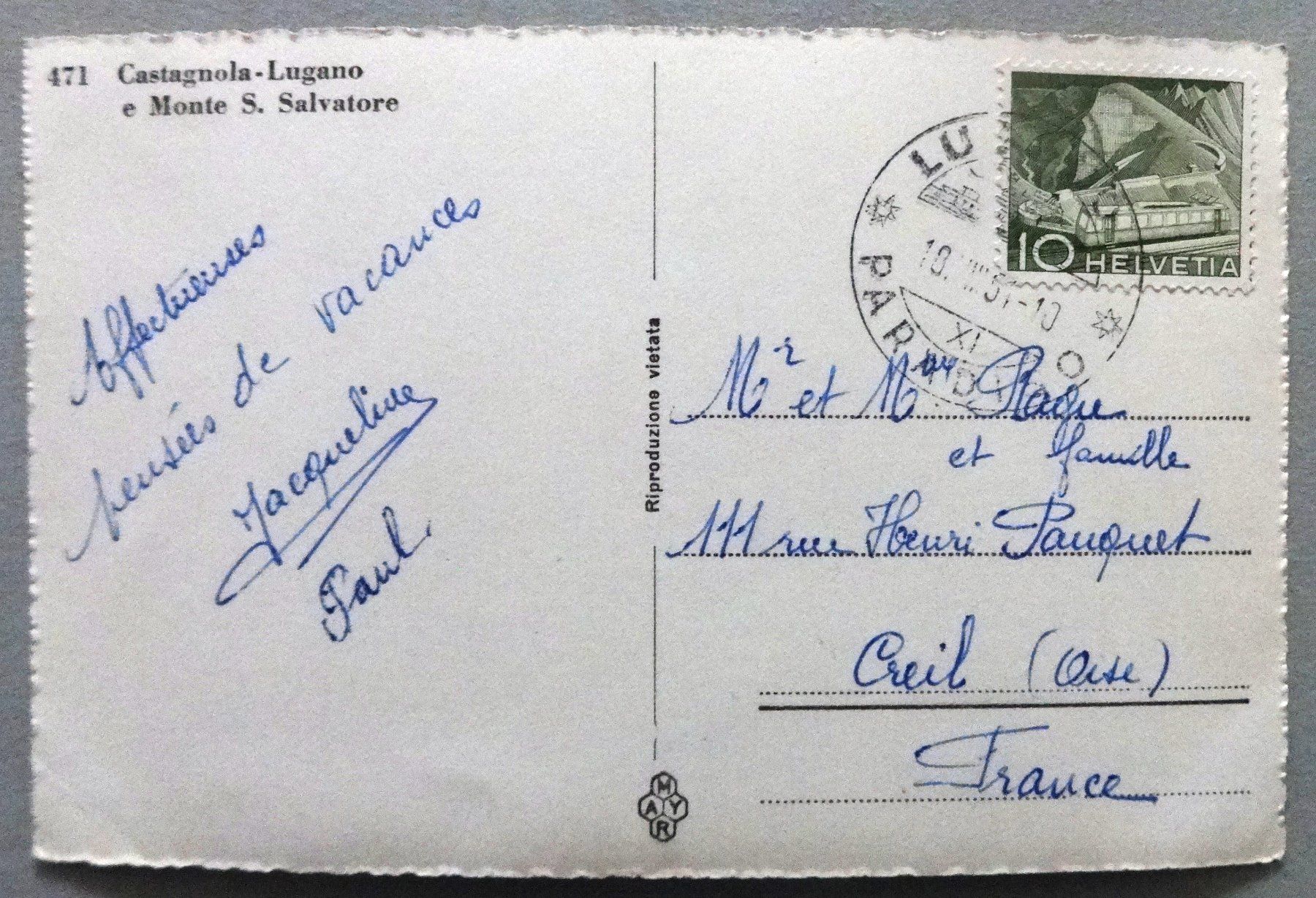 Cartoline postali: Castagnola-Lugano e Monte S. Salvatore – Usato da Fétigny venduto da Billy2miny 1