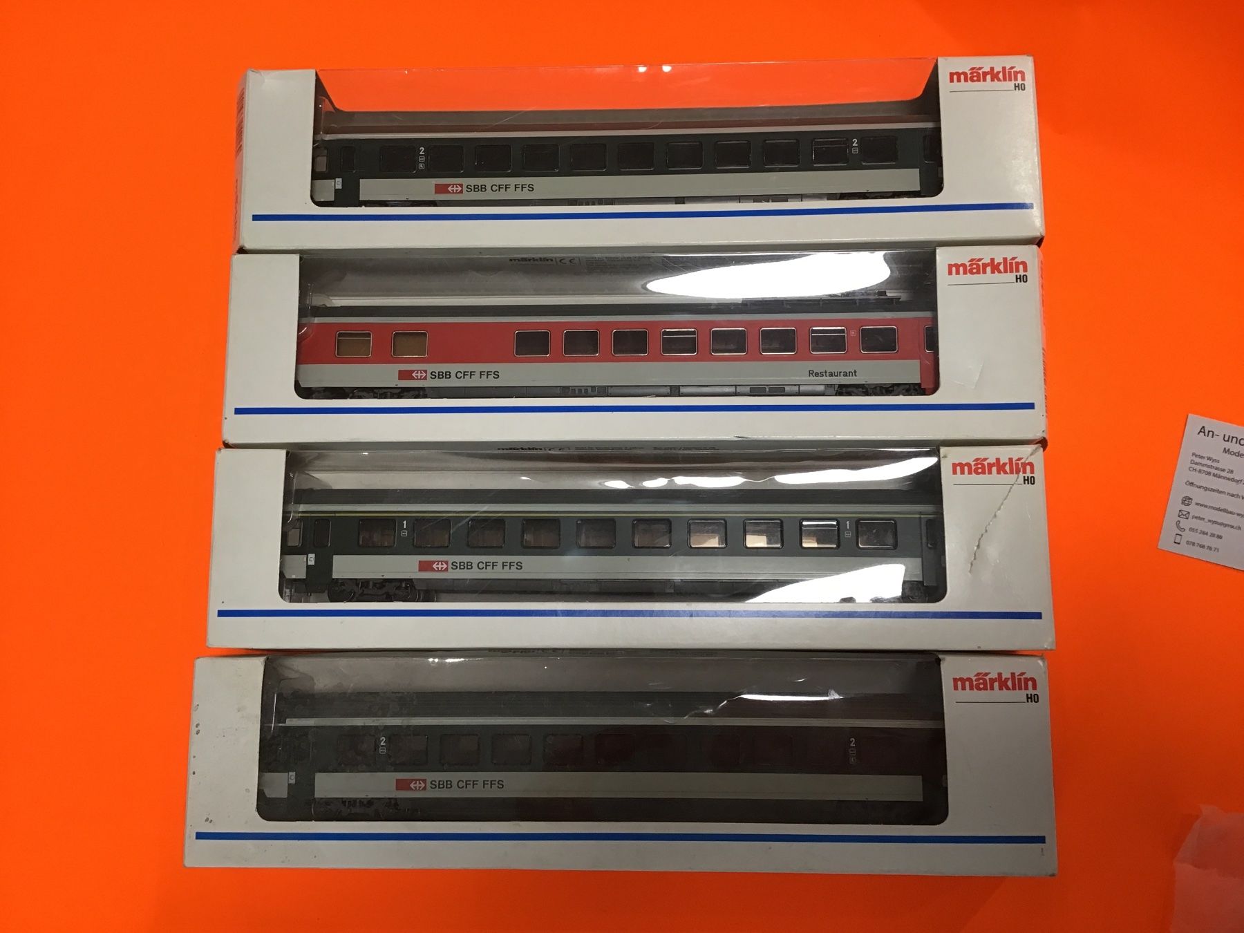Märklin Modellini di ferrovie: Märklin HO SBB CFF FFS Waggons 4 Stk. OVP – Usato da Männedorf venduto da Modelle-aller-Art