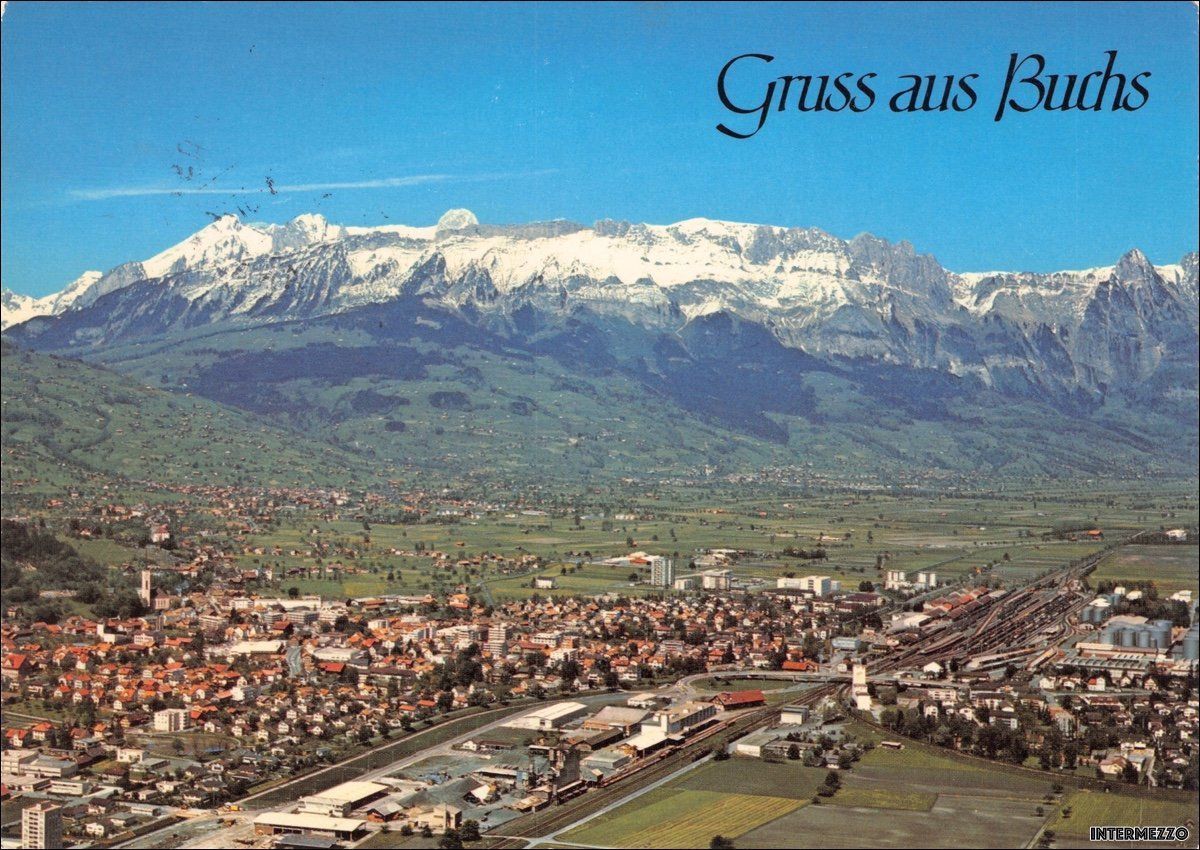 Cartoline postali: Buchs SG // Flugbild 1974 Alpstein – Usato da Basel venduto da intermezzo12