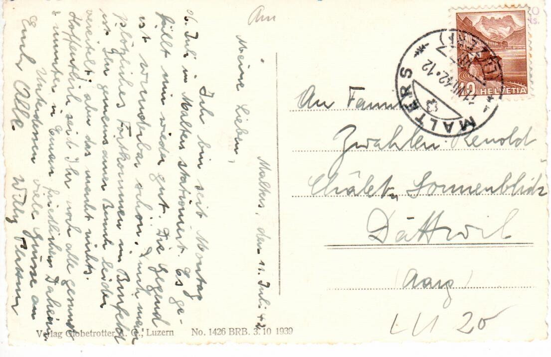 Cartoline postali: Malters 1942 – Usato da Wolhusen venduto da Curver9 1