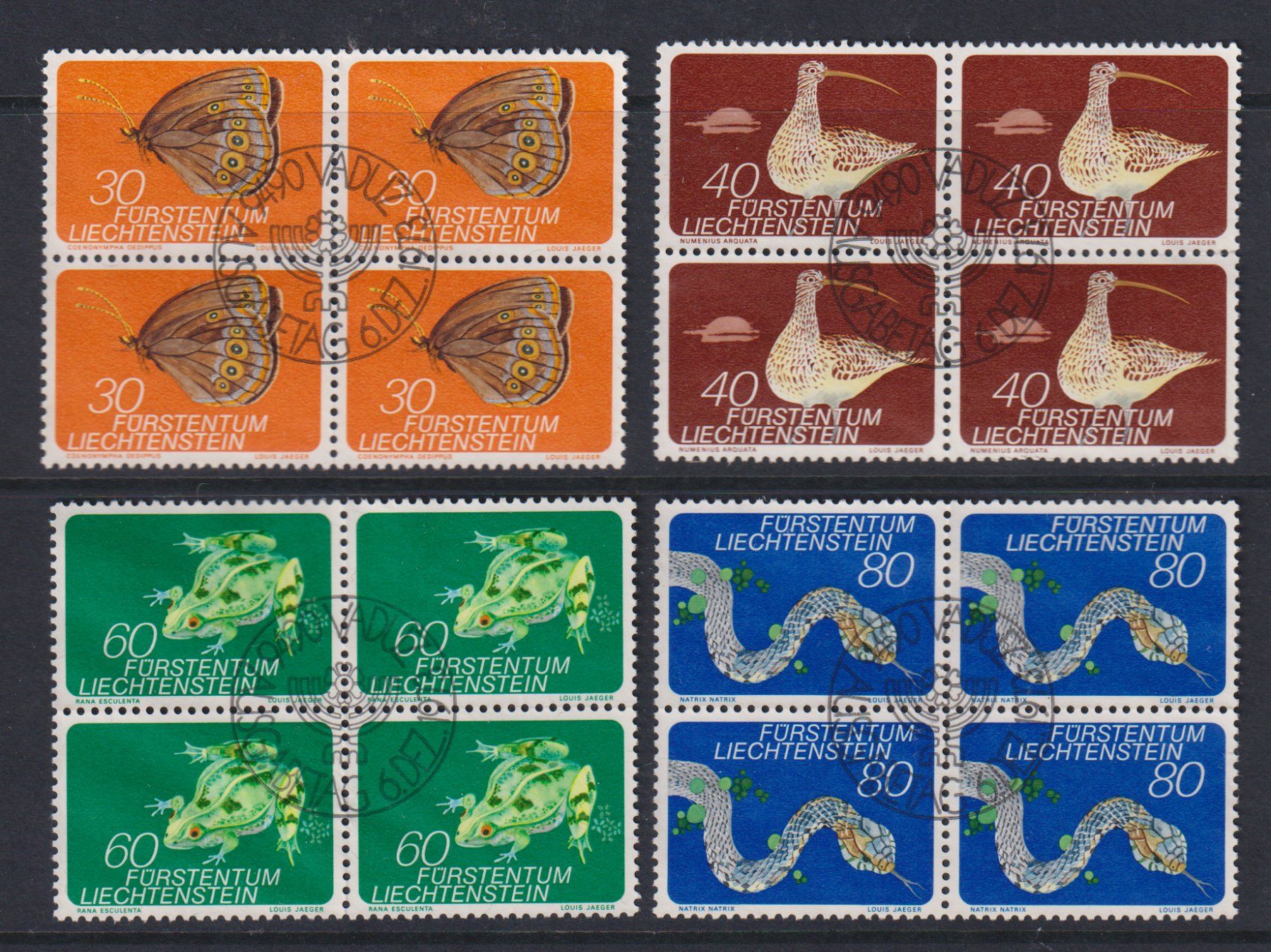 Tutti i francobolli: 4-er-Block-Serie " Kleinfauna "  Kat . 10.- ETS. – Usato da Koblenz venduto da Boerse6