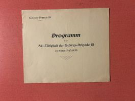 Programm Ski-Taetigkeit Gebirgs-Brigade 10 Winter 1927/1928