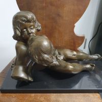 Antike Bronze Skulptur - Liebende Kinder