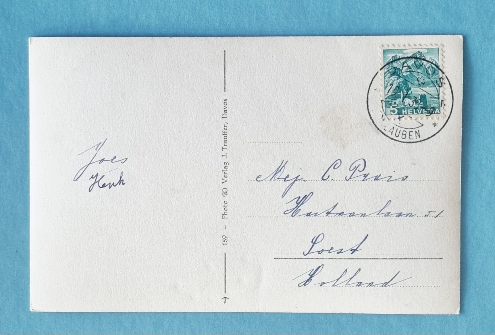 Ansichtskarten: Davos mit Seehorn - 1933 – Gebraucht aus Rothrist von RROENK 1
