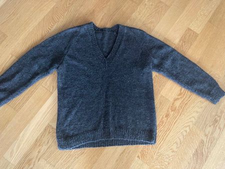 Pullover Handarbeit,Wolle-Kaschmir Gr. S-M Anthrazit, V-Aus