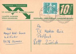 Ältere Postkarte mit Werbestempel AZMOOS, ab 1.--