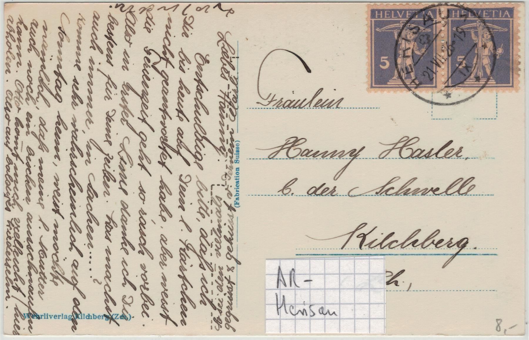 Ansichtskarten: AI 22 HERISAU 1926 – Gebraucht aus Fribourg von philafri 1