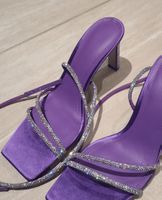Neue Zara Damen Sandalen Gr. 40, Glitzer, Lila