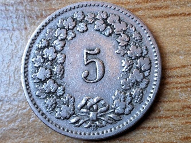 Tutti le monete: 5 Rappen 1895 – Usato da Münchenstein venduto da purbach1 7