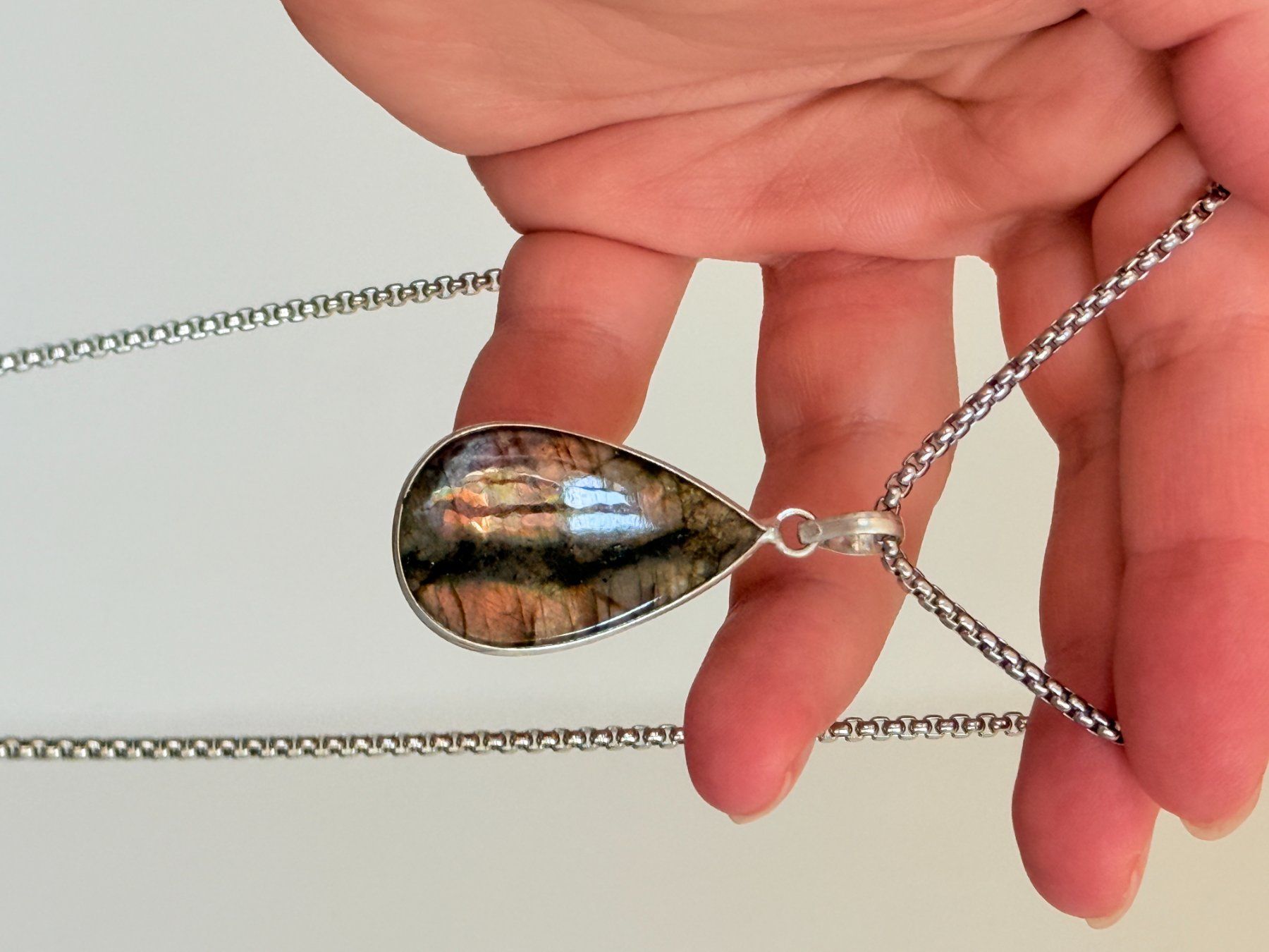 Catenine: Collier avec labradorite - Élégant & Naturel! – Nuovo e nell'imballaggio originale da Genève venduto da AWWA 8