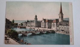 Alte Ansichtskarte Zürich, Stadthaus und Post, Top!