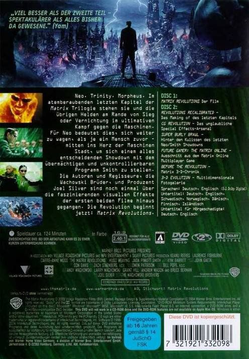 Tutti i DVDs: Matrix Revolutions (2 Disc Edition) – Nuovo (secondo la descrizione) da Volketswil venduto da Fraese1 1