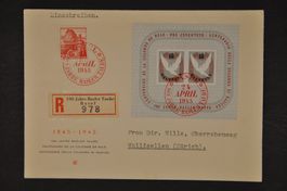 1945 W23 auf R-Brief Basel-Wallisellen