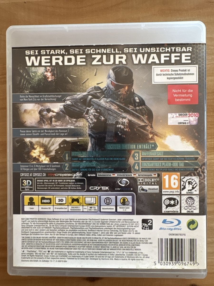 Spiele: PS3 Game / Crysis 2 – Gebraucht aus Rümlang von resale35 1