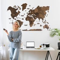3D Weltkarte 100x60 cm aus Holz