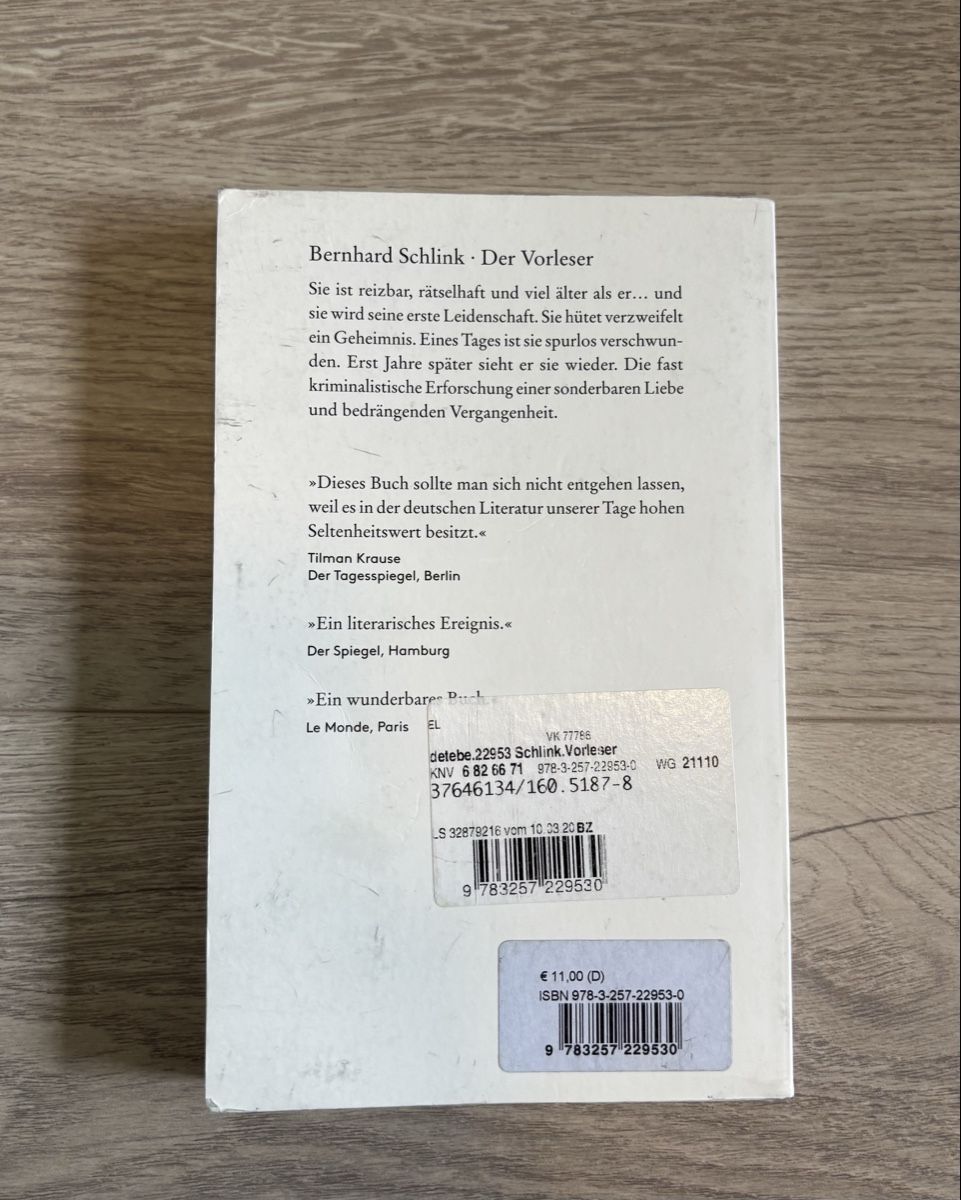 Libri: Livre Der Vorleser - Bernhard Schlink – Usato da Pâquier-Montbarry venduto da dloic_ 1