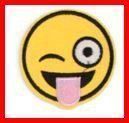 Badge Aufnäher Smiley Emoji Crazy Zunge Aufbügler Patch