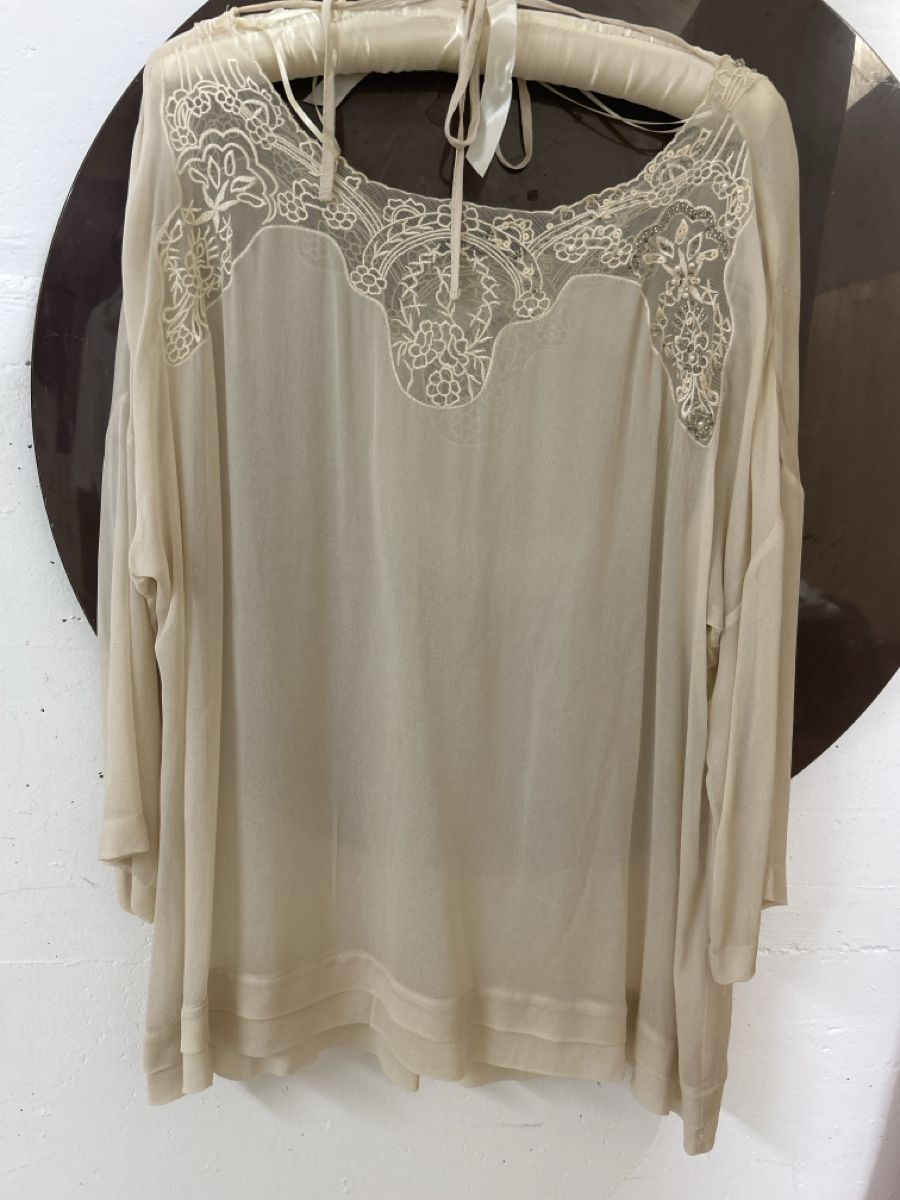 Camicette: Marc Aurel Bluse beige mit Spitze Grösse 40 – Nuovo (secondo la descrizione) da Umiken venduto da AzizaAmar20
