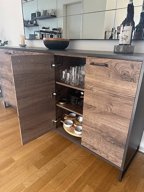 Cassettiere: Modernes Sideboard Holzoptik & Dunkelgrau – Nuovo (secondo la descrizione) da Zürich venduto da van_v5cq 2