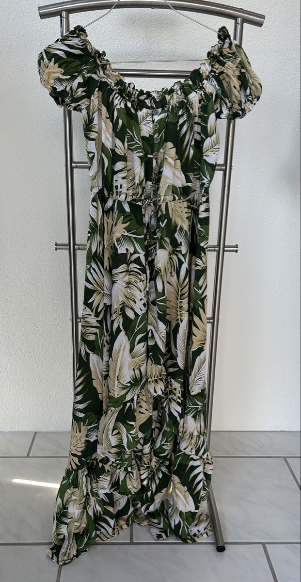 Kleider: Off-Shoulder Summer Dress with Tropical Leaf Print - Size S – Neu (gemäss Beschreibung) aus Saland von ele_vc96 4