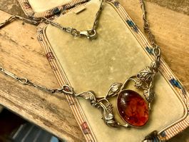 VINTAGE COLLIER STERLING 925 VERGOLDET BERNSTEIN, 70-ER, TOP