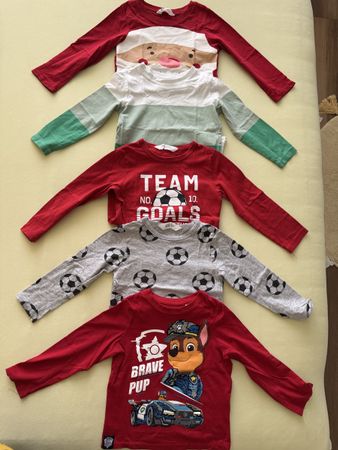 5 Langarmshirts, Gr. 98, Fussball, Paw Patrol