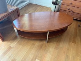 Couchtisch oval Holz Metall chrom gut erhalten