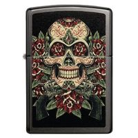 ZIPPO gray dusk Skull roses Design