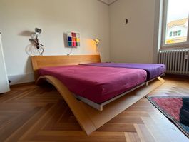 Natur-Bett, Buche massiv, geölt, inkl. Bettinhalt