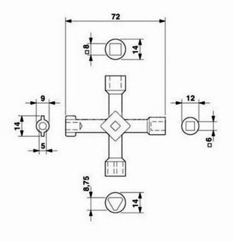 Chiavi: 4 Wege Universal Schlüssel Cross Key – Nuovo e nell'imballaggio originale da St. Gallen venduto da schnaeppchen-preise 3