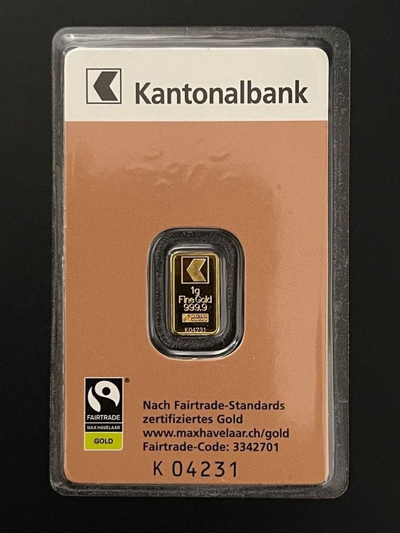 Metalli preziosi: Goldbarren 1g Kantonal Bank – Nuovo e nell'imballaggio originale da Untersiggenthal venduto da byiggy