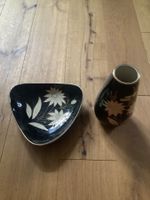 Vintage Set Vase & Schale, Handgemalt, Schweiz, Top!