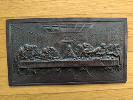 Bronze-Relief Da Vinci, letztes Abendmal, antik, 20x11cm