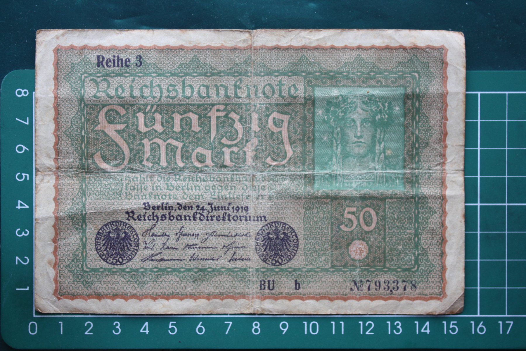 Banknoten: currency reichsbanknote 50 Mark 1919 – Gebraucht aus Laupen BE von Gufi57