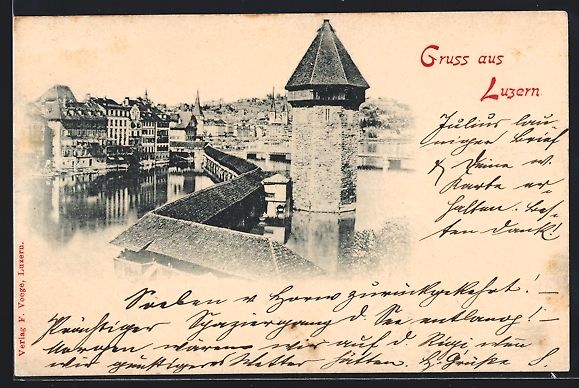 Ansichtskarten: AK Luzern, Wasserturm, 1898 – Gebraucht aus Berlin von bartko-reher
