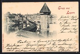 AK Luzern, Wasserturm, 1898