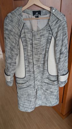 H&M Mantel meliert, Beige, Schwarz, Grösse 42