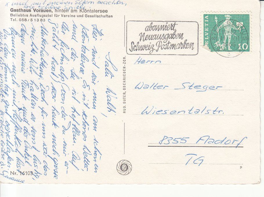 Cartoline postali: Klöntalersee 1966 – Usato da Bürglen TG venduto da StampGraf 1