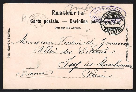 Cartoline postali: Litho Lausanne, Totalansicht, Château – Usato da Berlin venduto da bartko-reher 1