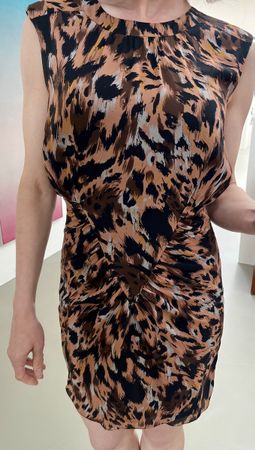 WHISTLES Leopardenmuster, Seiden-Shiftkleid / robe droite