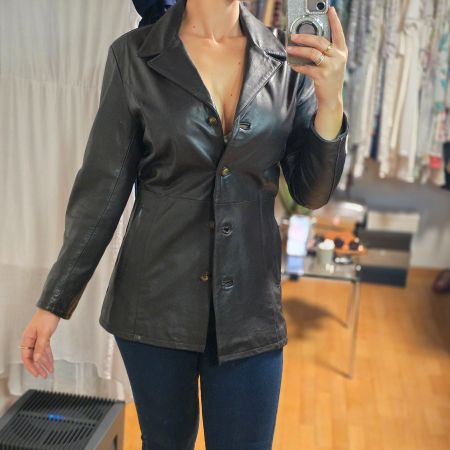 Braune Lederjacke – echtes Leder, passt M