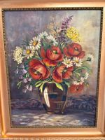 36 cm breitx44 cm/ E. Krauser/ Öl Gemälde Blumenstillleben